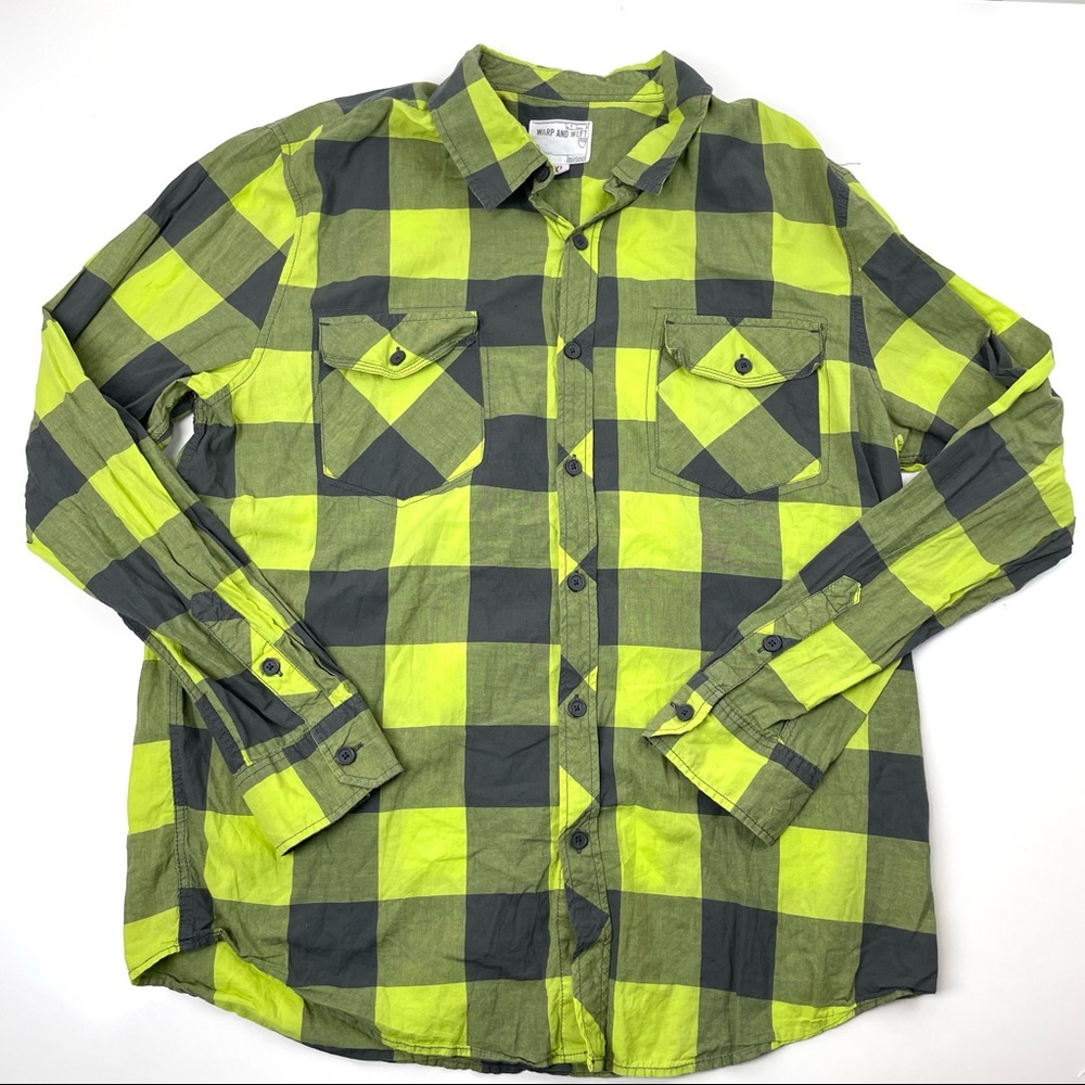 Warp and Weft Long Sleeve Plaid Button Down Shirt